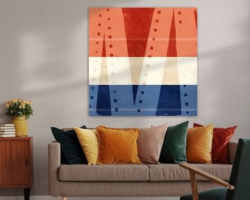 Abstracte geometrische vormen in verbrand oranje, zand, indigo van Abstract Minimalist Art