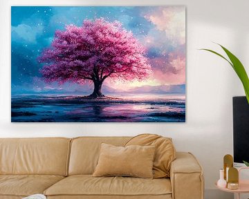 Pink tree in a landscape by Art & Soul Creations