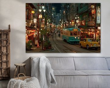 picturesque Japan cityscape in the dark