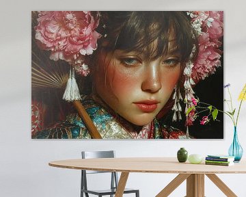 malerische Japanerin mit Blumenkopfschmuck von Egon Zitter