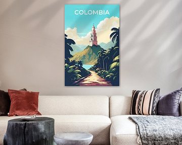 Affiche de voyage rétro Colombie