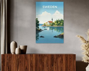 Retro travel poster Sweden