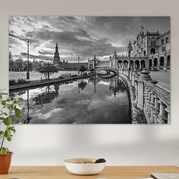 Sevilla Plaza Espana schwarz-weiß