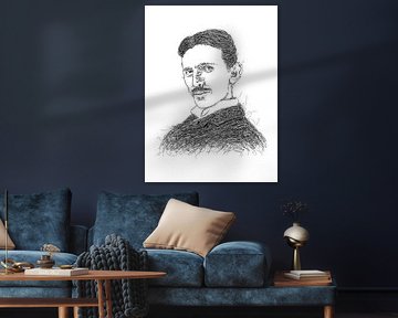 Krabbelportret van Nikola Tesla
