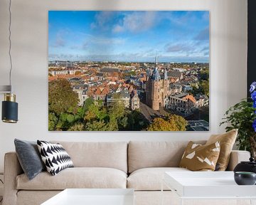 Zwolle city aerial view at the Sassenpoort during a beautiful au by Sjoerd van der Wal Photography