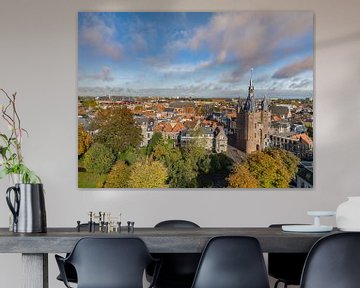 Zwolle city aerial view at the Sassenpoort during a beautiful au by Sjoerd van der Wal Photography