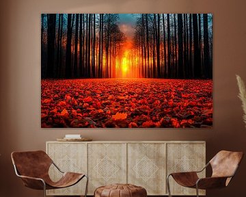 Magical sunset in the forest by Art & Soul Creations