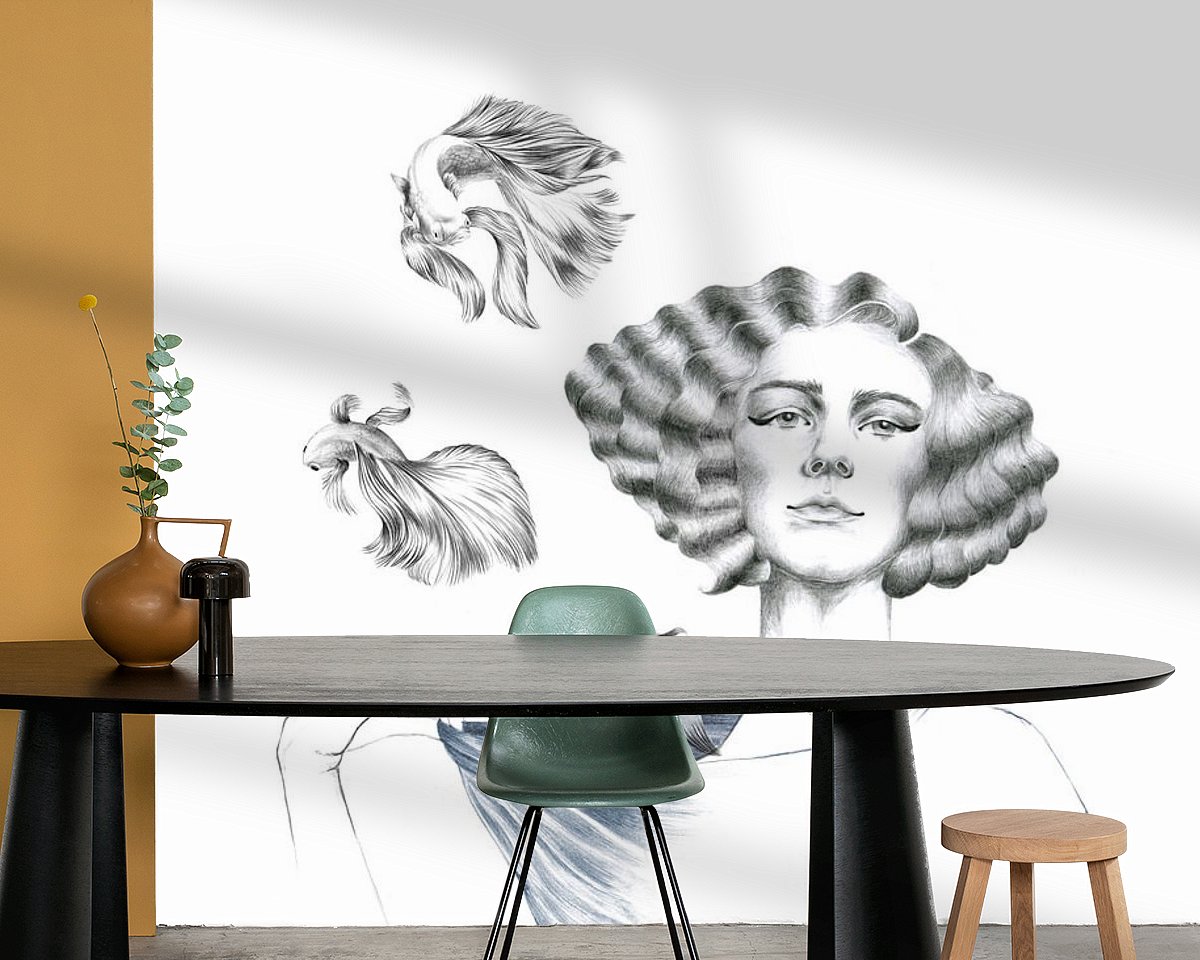 Voorbeeld van het werk in een kamer