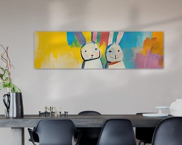 Peinture de lapins | Lapins joyeux
