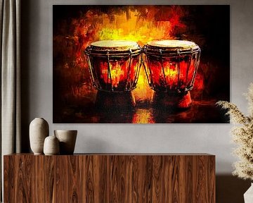 Abstract bongos in warm colours by Imperial Art House
