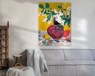 Blumen in einer roten Vase