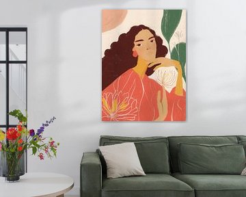 Dromerige vrouw met bloem in zachte tinten van But First Framing
