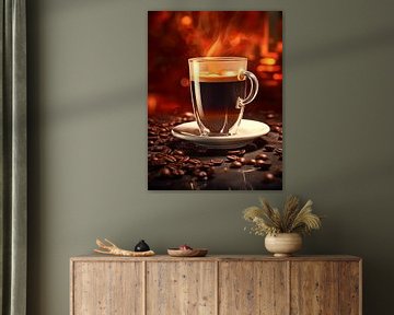 Kopje dampende koffie van Koffie Zwart