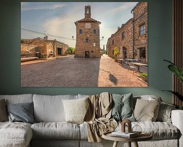 Sovana's historisch hoofdplein en middeleeuws stadhuis in Toscane van Stefano Orazzini
