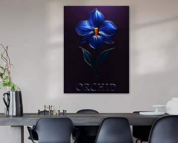 Glänzende Blaue Orchidee – Botanische Kunst
