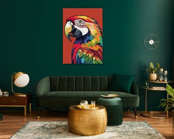 Rode Ara Vogel Pop Art van MIROKKU