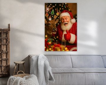 Feestelijke kerstvreugde met Kerstman en rendier van But First Framing