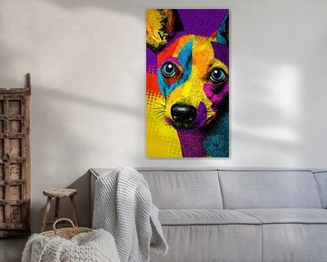 Hond Popart Portret in Neoncontrasten van Eva Lee
