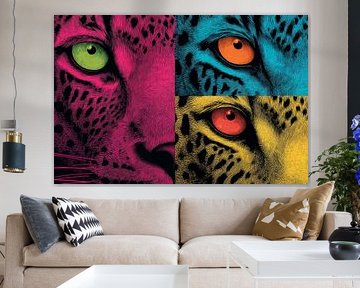 Luipaard Popart Ogen in Kleurblokken van Eva Lee