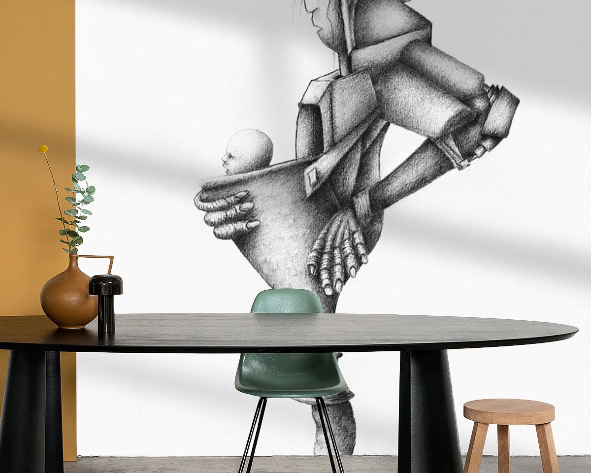 Voorbeeld van het werk in een kamer