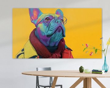 Franse Bulldog Popart in Stijlvolle Outfit van Eva Lee