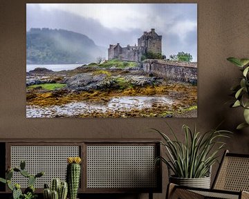 Einean Donan Castle and fog in Scotland
