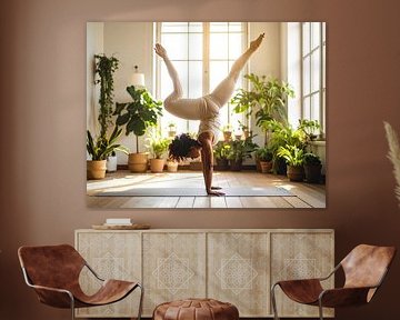 Faille de l'IA : une femme fait des exercices de yoga I sur Mixed media vector arts