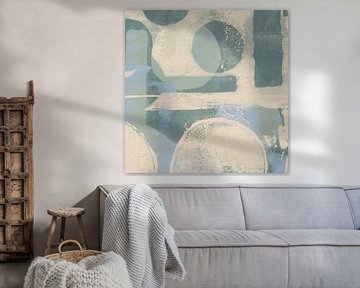 Romantisch abstract in zacht salie en wit II van Dina Dankers