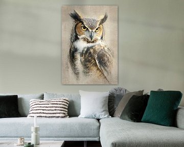 Uil van Abstract Schilderij