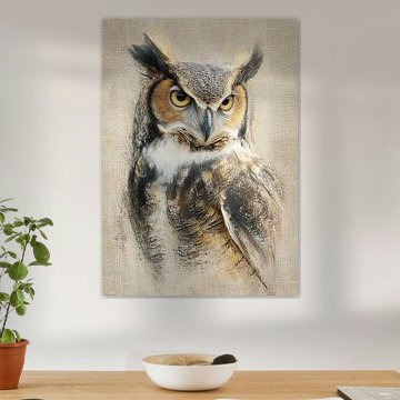 Uil van Abstract Schilderij