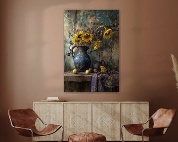 Nostalgic still life - Sunflowers in autumn colours by Joriali photography and paintings