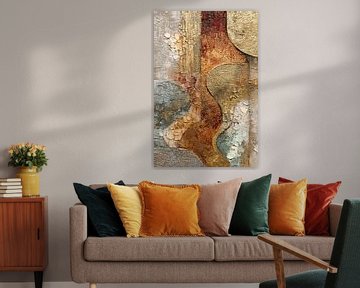 Metaal en Mystiek – Abstract schilderij met rijke texturen van Joriali Abstract