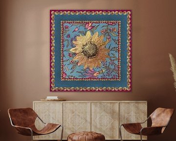 Scène de fleurs dorées sur Artmotifs Eve