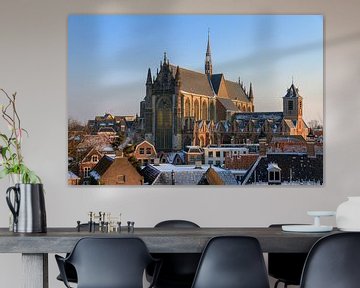 Hooglandse kerk Leiden in de winter van Dennis van de Water