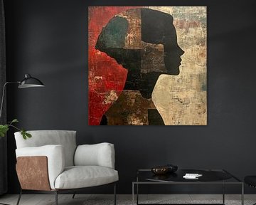 Silhouet Vrouw | Vrouw Gezicht met Kleurcontrast van Kunst Kriebels