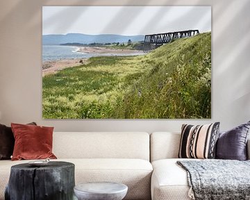 View of the beach and bridge in summer by Claude Laprise