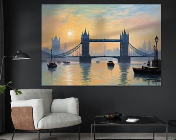 London's Tower Bridge gezien vanaf de rivier bij zonsopgang van MIROKKU