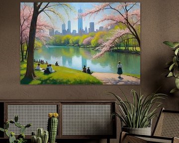 Central Park met rivierlandschap in New York van MIROKKU