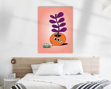 Pot de fleurs en carton avec voiture