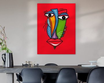 Abstract Face with Bold Colors by Kelly R Hayes
