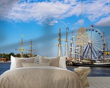 Zeilschepen op de Warnow tijdens de Hanse Sail in Rostock