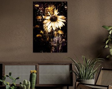 The coneflower on the clock and among the dandelions by Helga Blanke