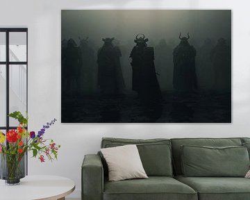 Samurai soldiers in front of foggy surroundings by Besa Art