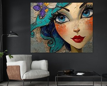 Frau mit blauen Augen | Blaue Augen von Blickfänger Gemälde