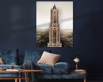 De Domtoren in Utrecht tijdens een mooie zonsondergang van Bas van Setten