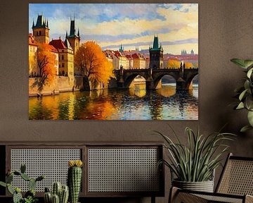 Prag Karlsbrücke Bewölkte Landschaft von MIROKKU
