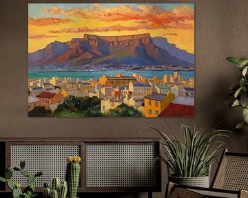 Kaapstad Zuid-Afrika bij zonsondergang met de Tafelberg op de achtergrond van MIROKKU