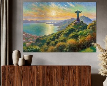 Rio de Janeiro met Christus de Verlosser bij zonsondergang van MIROKKU