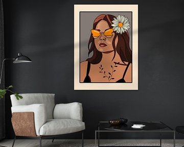 Retro Poster Girl mit Sonnenbrille von Plus Passie