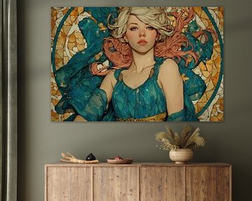 art femme avec fleurs sur Egon Zitter
